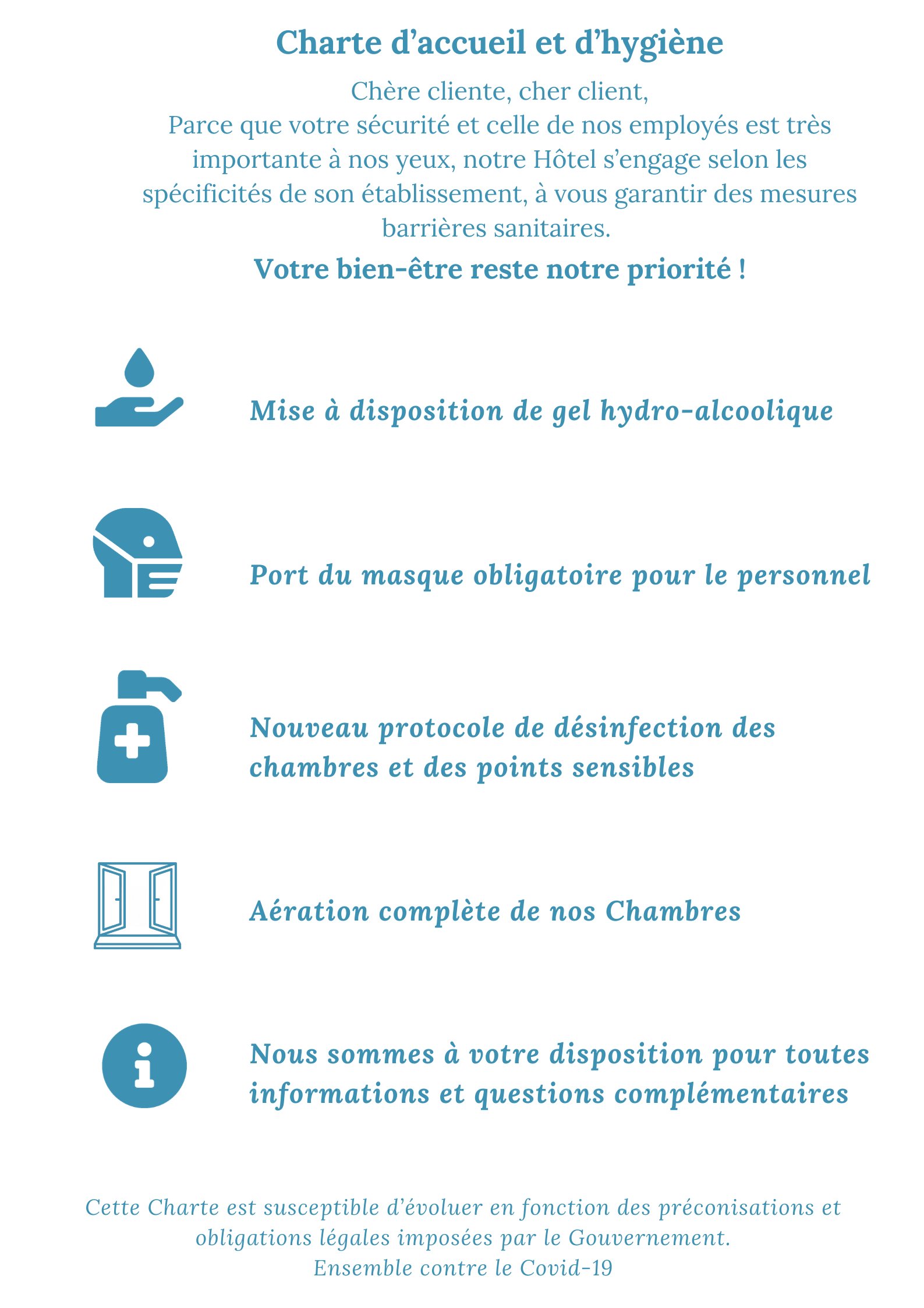 Charte d'accueil et d'hygiène